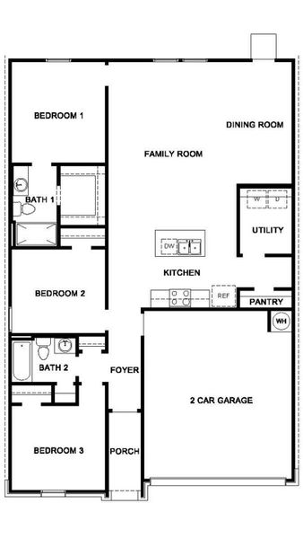 2D floor plan layout for the Archer by D.R. Horton in Eastern Wells, Jarrell, TX (Image 3).