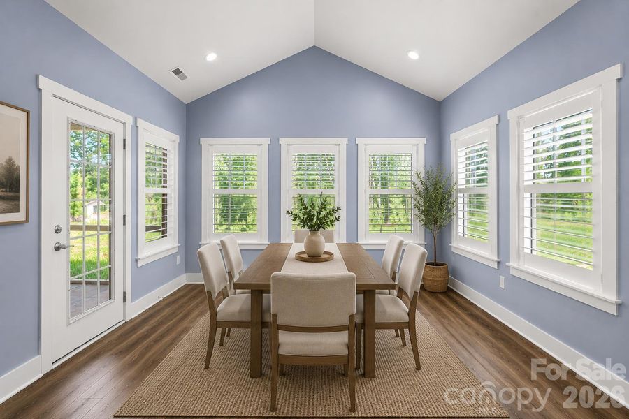 This area could be used as a dining room or sunroom, virtually staged This area could be used as a dining room or sunroom, virtually staged