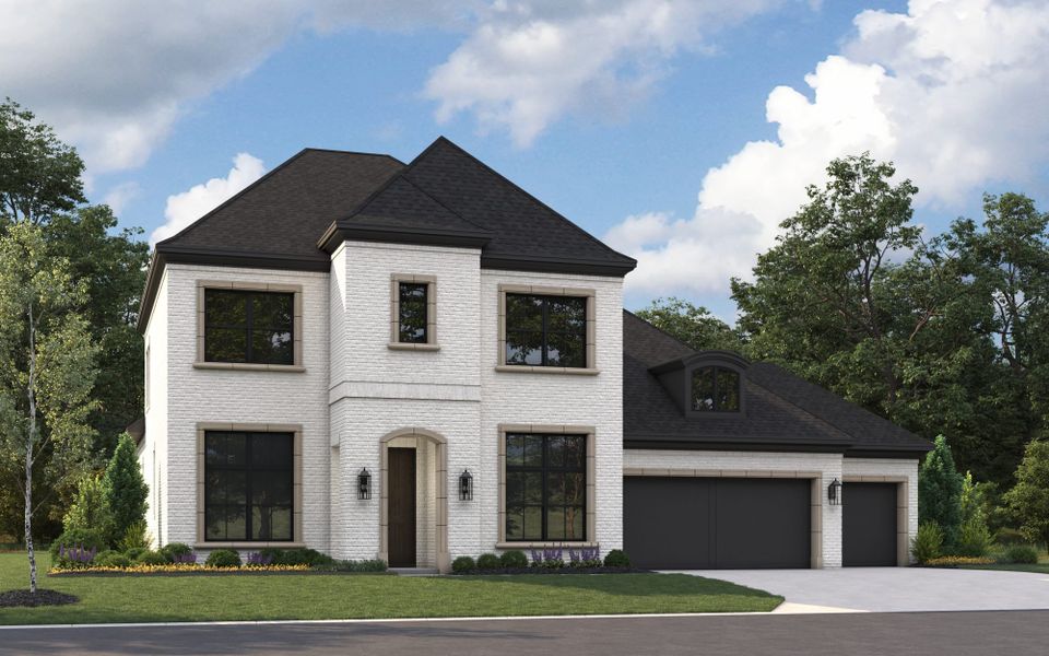 Representative exterior photo of a completed home built from the 5081 by Tradition Homes in Mosaic – 70′ Lots, Prosper, TX (Image 5).