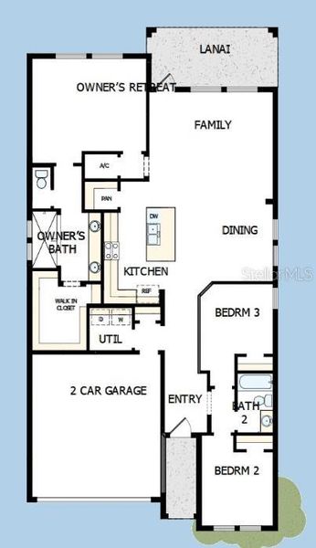 2D floor plan layout of this home in Waterset Tradition Series, Apollo Beach, FL (Image 5).