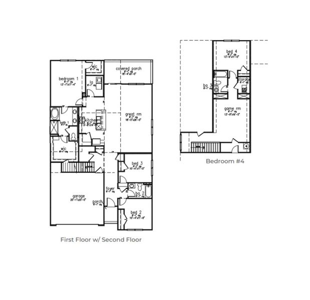 2D floor plan layout for the Cantey-exp by D.R. Horton in The Lakes at North Glynn, Brunswick, GA (Image 5).