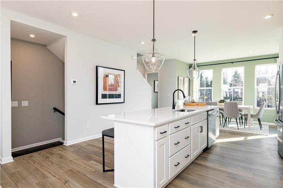 Furnished interior view inside a new home in The Beacon at Old Peachtree Townhomes, Lawrenceville (Image 15). Furnished interior view inside a new home in The Beacon at Old Peachtree Townhomes, Lawrenceville (Image 15).