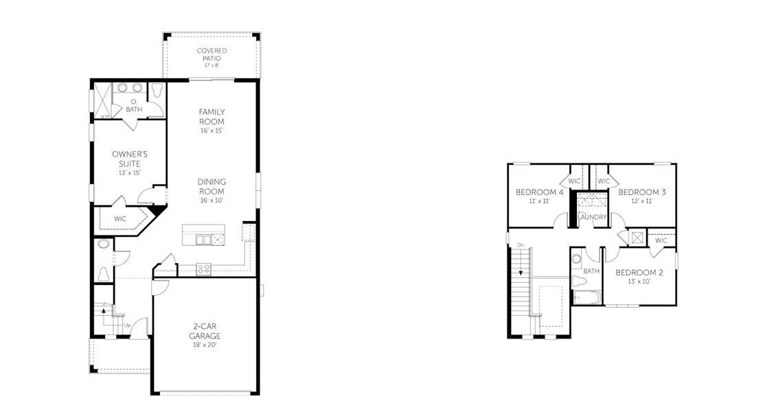 2D floor plan layout for the Elm - 40' Homesites by Dream Finders Homes in Hills of Minneola, Minneola, FL (Image 3). 2D floor plan layout for the Elm - 40' Homesites by Dream Finders Homes in Hills of Minneola, Minneola, FL (Image 3).