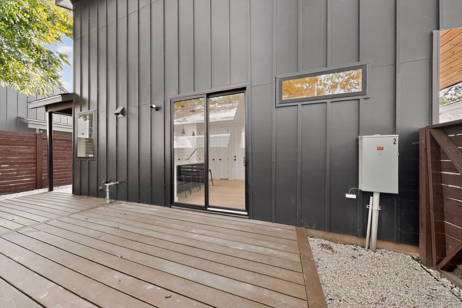 Exterior details and patio area of a home in , Austin (Image 32).