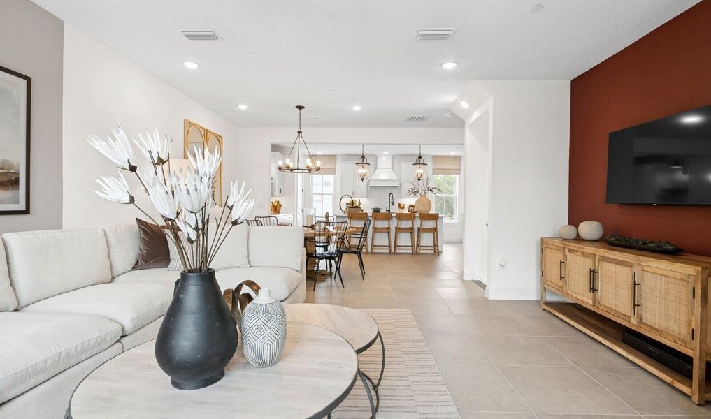 Great room open to dining area and kitchen Great room open to dining area and kitchen