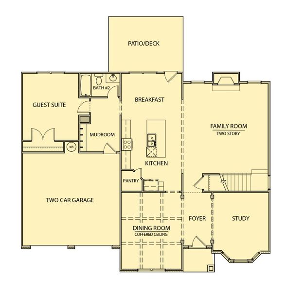 2D floor plan layout for the Reynold by Kerley Family Homes in Walters Creek, Douglasville, GA (Image 3).