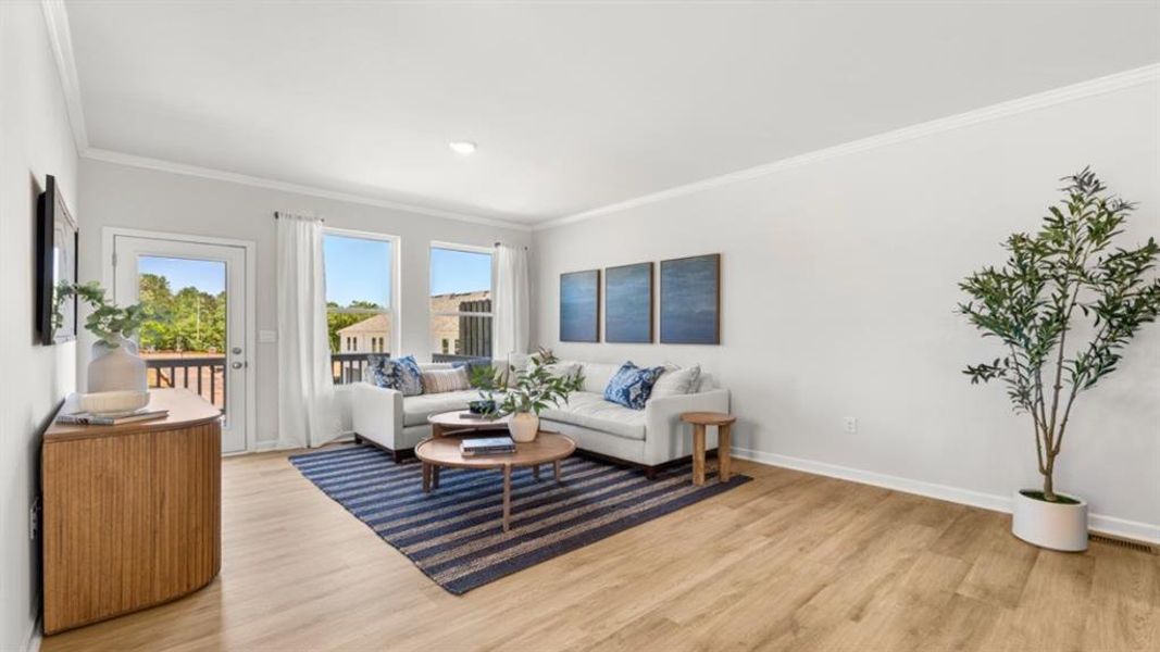 Furnished interior view inside a new home in Waypoint, Flowery Branch (Image 38). Furnished interior view inside a new home in Waypoint, Flowery Branch (Image 38).
