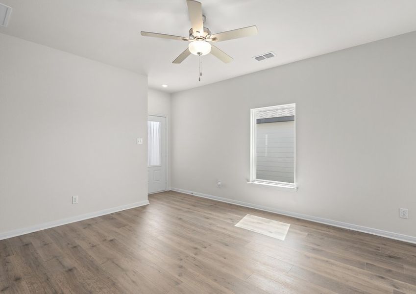 The family room has a window that lets in great, natural light.