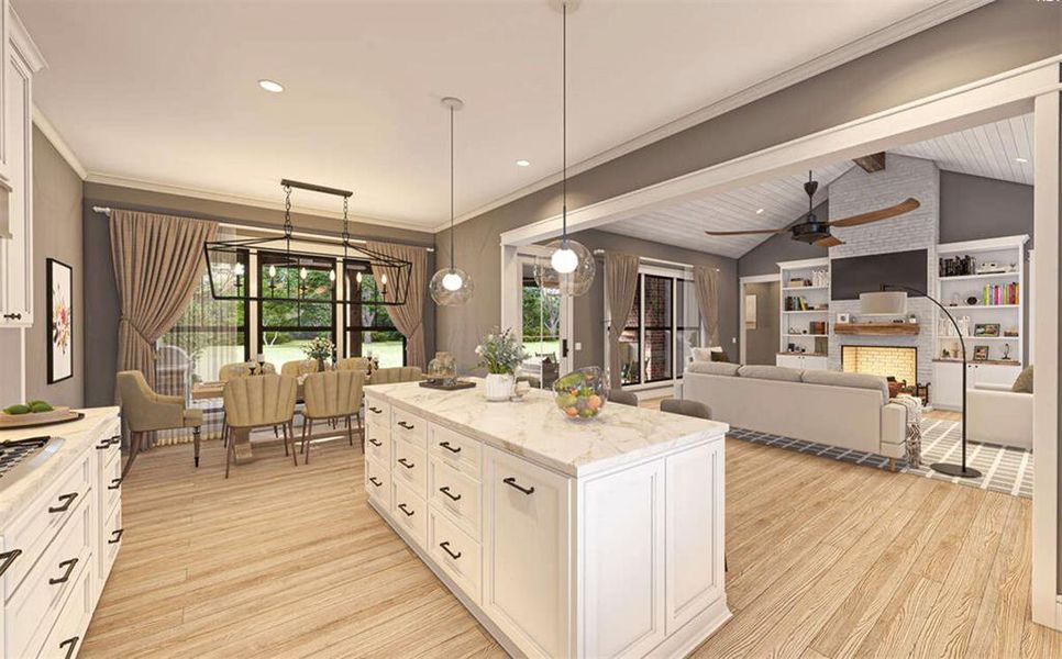 Open concept living area to your kitchen with an island built for entertaining!