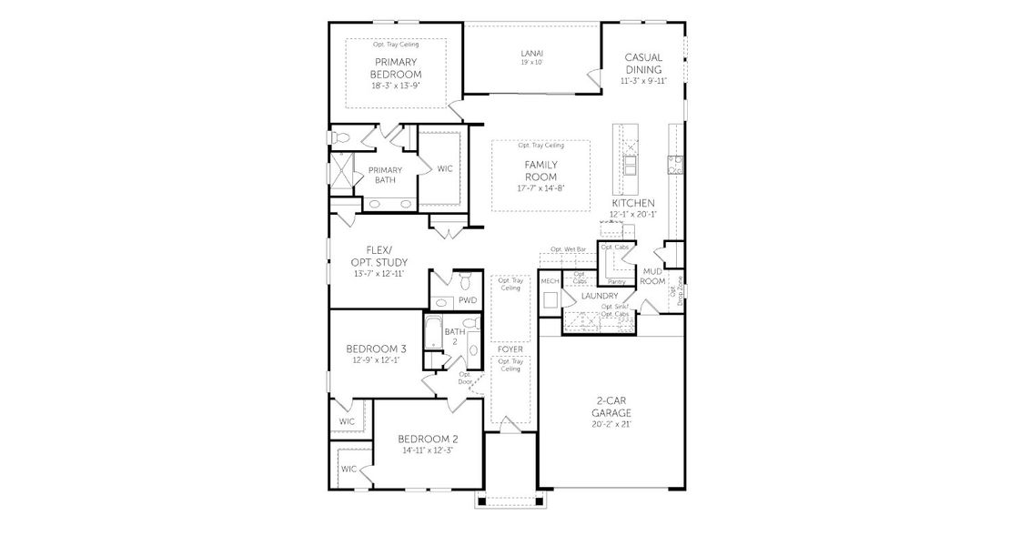 2D floor plan layout for the Moore - Homesites by Dream Finders Homes in Veranda Bay, Flagler Beach, FL (Image 3).