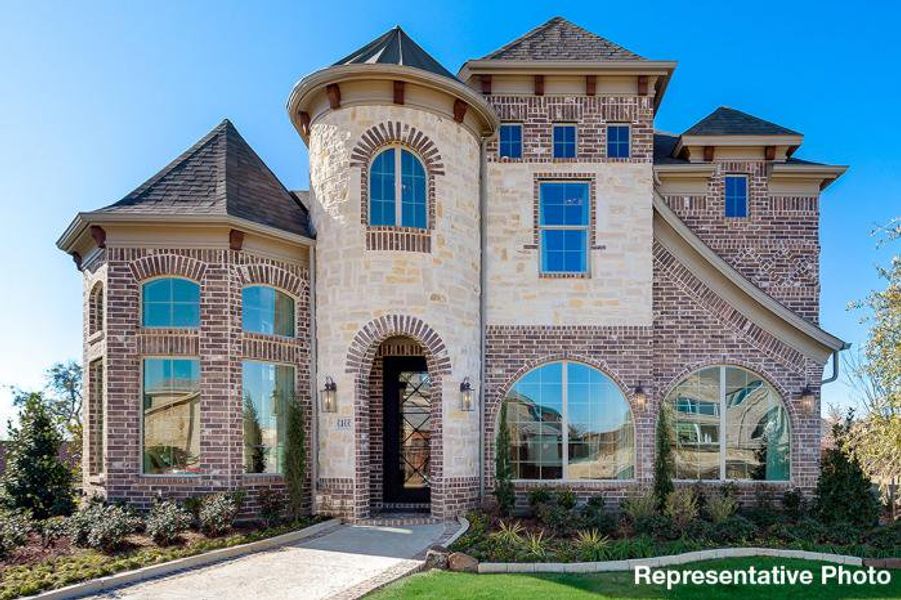 Representative exterior photo of a completed home built from the Grand Alexandria by Grand Homes in Grand Oaks, Celina, TX (Image 21). Representative exterior photo of a completed home built from the Grand Alexandria by Grand Homes in Grand Oaks, Celina, TX (Image 21).