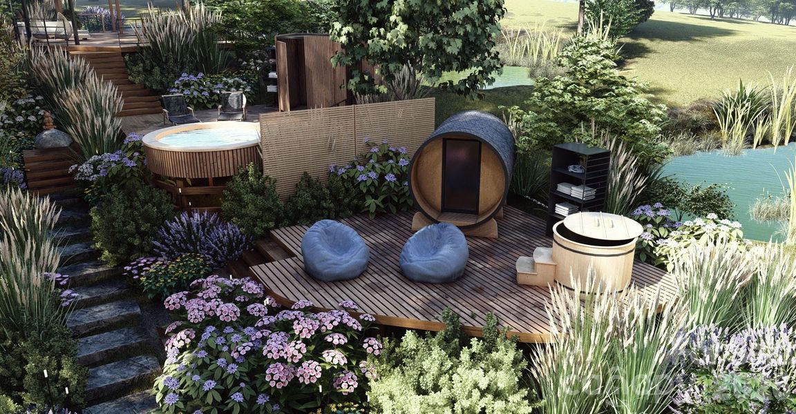 Wellness amenities: hot tub, sauna, and cold plunge