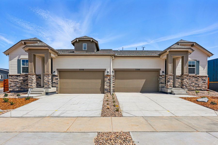 Representative exterior photo of a completed home built from the The Castlewood by Taylor Morrison in The Aurora Highlands Landmark Collection, Aurora, CO (Image 25).