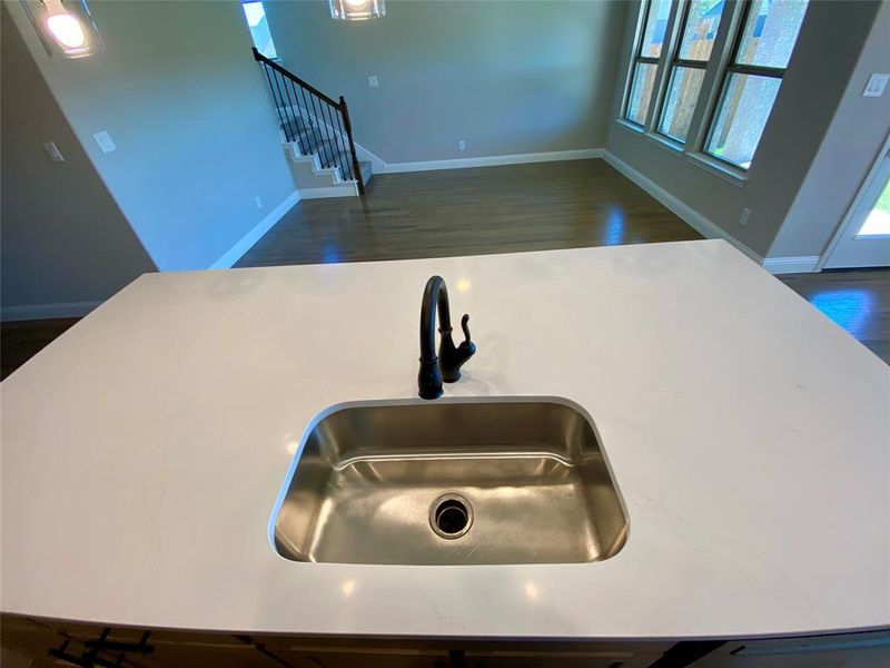 Top view of beautiful Diego Gold Quartz counters