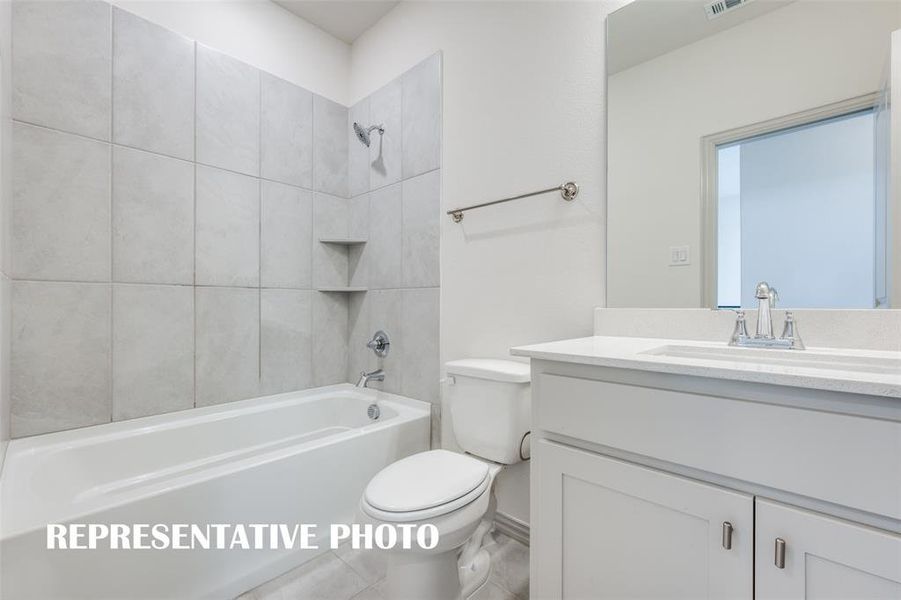 Guests will feel right at home in this beautifully finished guest bath.  REPRESENTATIVE PHOTO.