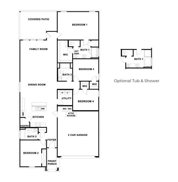 2D floor plan layout of this home in Rosenbusch Ranch, Leander, TX (Image 4).