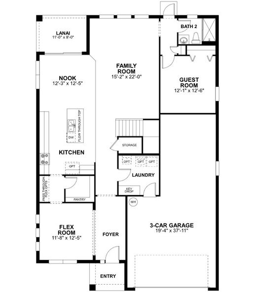 2D floor plan layout of this home in Estates at Rivercrest, Sanford, FL (Image 2).