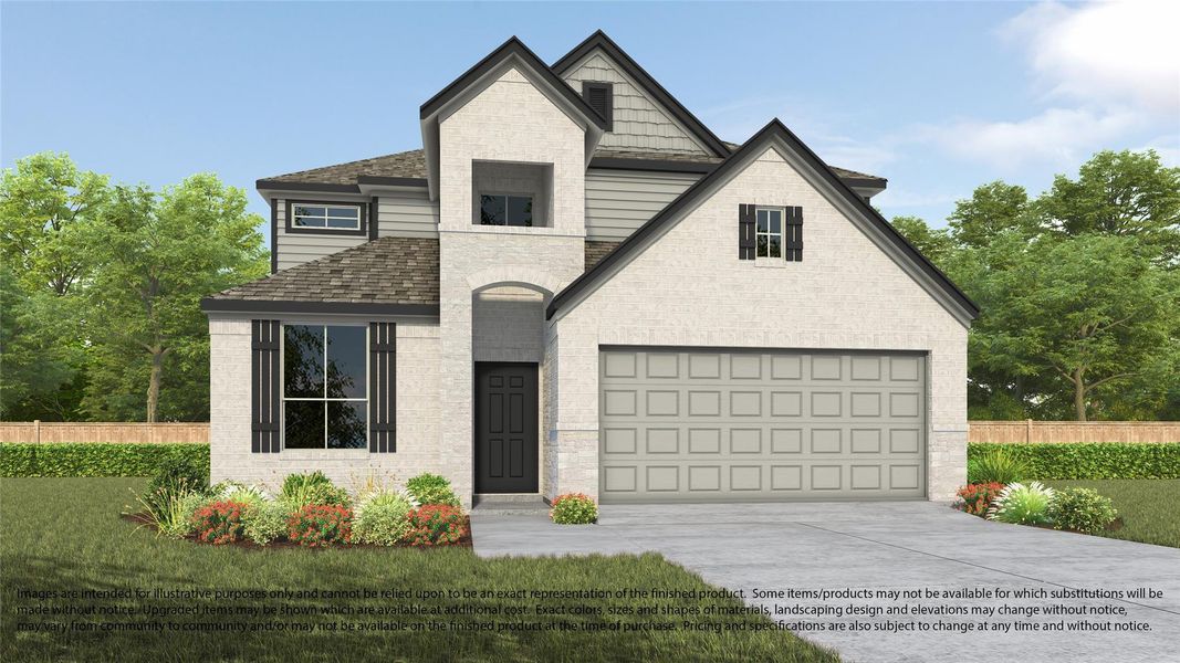 Front exterior of a new home in Briarwood Crossing, Rosenberg, TX, highlighting curb appeal (Image 1).