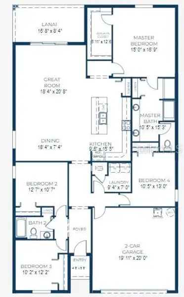 2D floor plan layout of this home in Oakstone Farms, Leesburg, FL (Image 4).