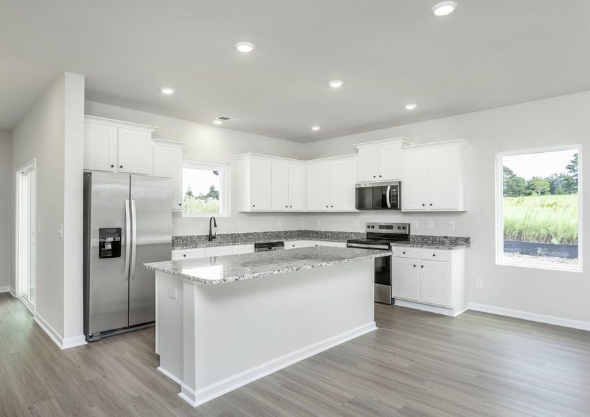 The kitchens opens to the dining area