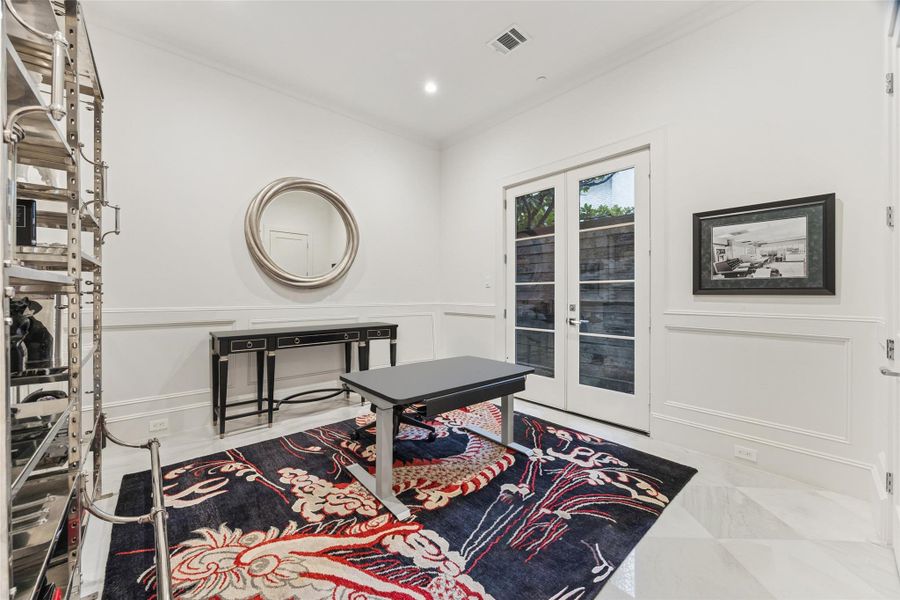 Office or bedroom on the first floor opens to the patio area