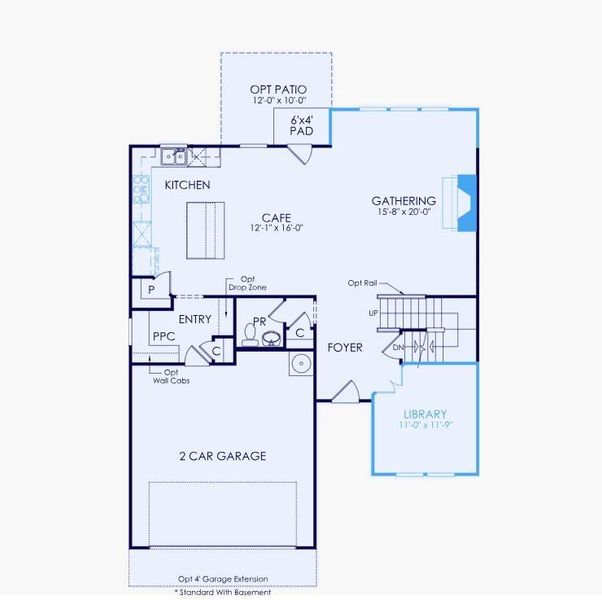 2D floor plan layout of this home in Hunters Creek, Flowery Branch, GA (Image 3).