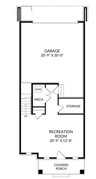 2D floor plan layout for the The Fairchild by Stanley Martin Homes in Marshes at Daniel Island Townhomes, Charleston, SC (Image 3).