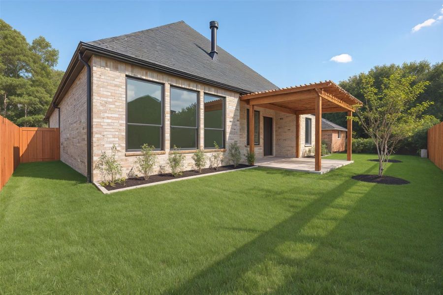 Surrounded by lush green lawn and fresh landscaping. Surrounded by lush green lawn and fresh landscaping.