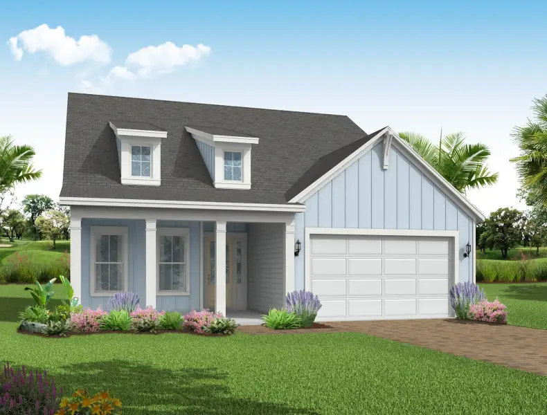 Representative exterior photo of a completed home built from the Eliza by Riverside Homes in Sagebrush at EverRange, Jacksonville, FL (Image 28).
