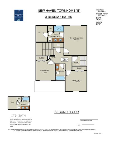 2D floor plan layout of this home in New Haven At Belmont Glen, Guyton, GA (Image 6).