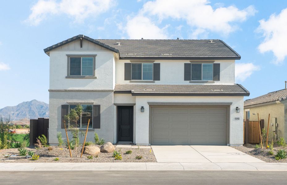 Front exterior of a new home in Alamar, Avondale, AZ, highlighting curb appeal (Image 2). Front exterior of a new home in Alamar, Avondale, AZ, highlighting curb appeal (Image 2).