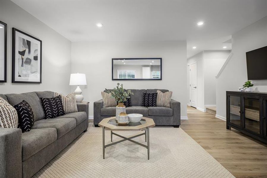 Representative furnished interior of a home built from the Poplar by Ryan Homes in Wrenn Farms Townhomes, Youngsville (Image 8).