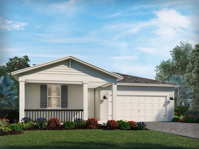 Front exterior of a new home in Crescent Lakes - Reserve Series, Punta Gorda, FL, highlighting curb appeal (Image 1). Front exterior of a new home in Crescent Lakes - Reserve Series, Punta Gorda, FL, highlighting curb appeal (Image 1).