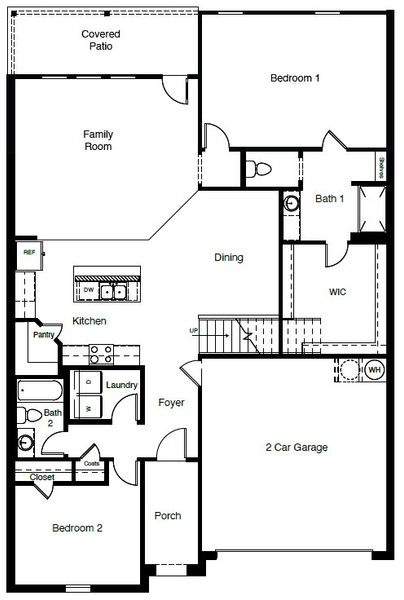 2D floor plan layout for the Ozark by D.R. Horton in Rock Creek West, Fort Worth, TX (Image 5).