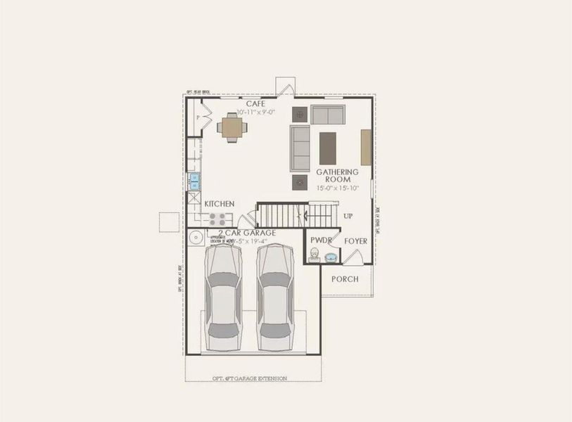 2D floor plan layout of this home in The Pines At Seven Coves, Conroe, TX (Image 2).