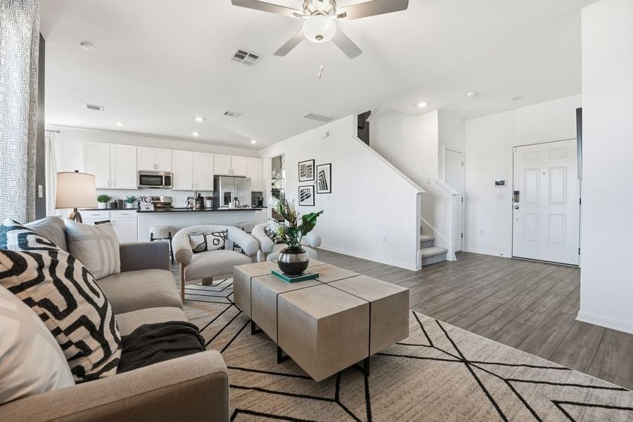 Representative furnished interior of a home built from the Harrier by Taylor Morrison in Longview 40s, Del Valle (Image 7).