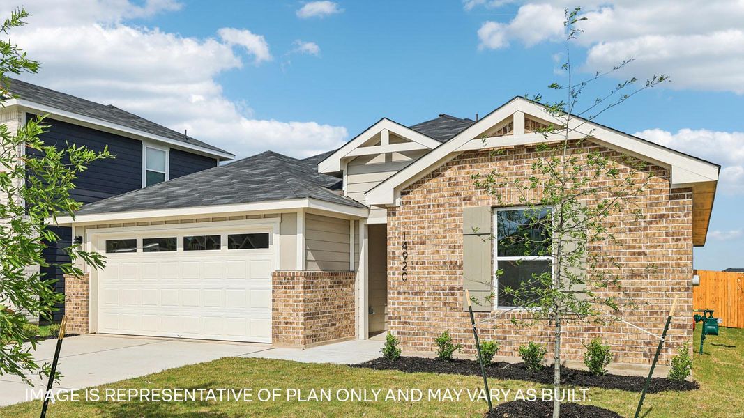 Representative exterior photo of a completed home built from the The Elgin by D.R. Horton in Monarch Ranch, Manor, TX (Image 18).