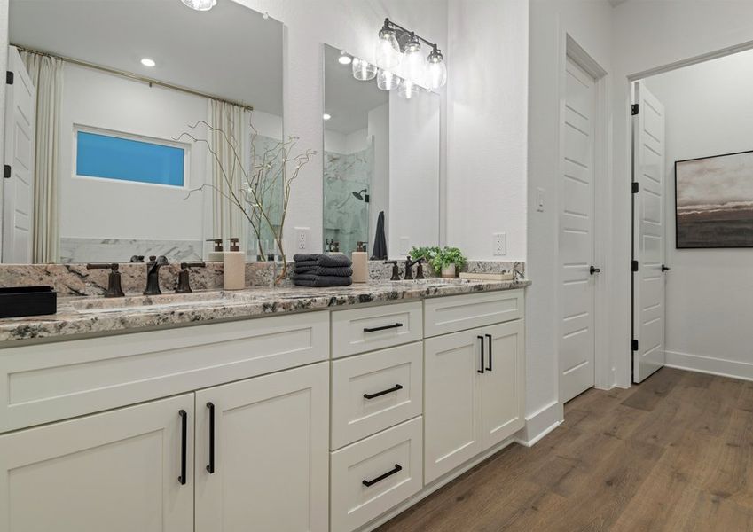 Spa-inspired primary bathroom. Spa-inspired primary bathroom.