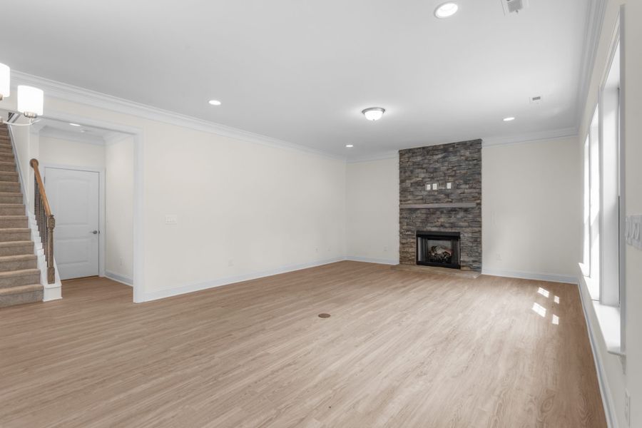 Representative unfurnished interior of a home built from the Fairfield Lux by Keystone Homes NC in Weybridge, Burlington (Image 45).