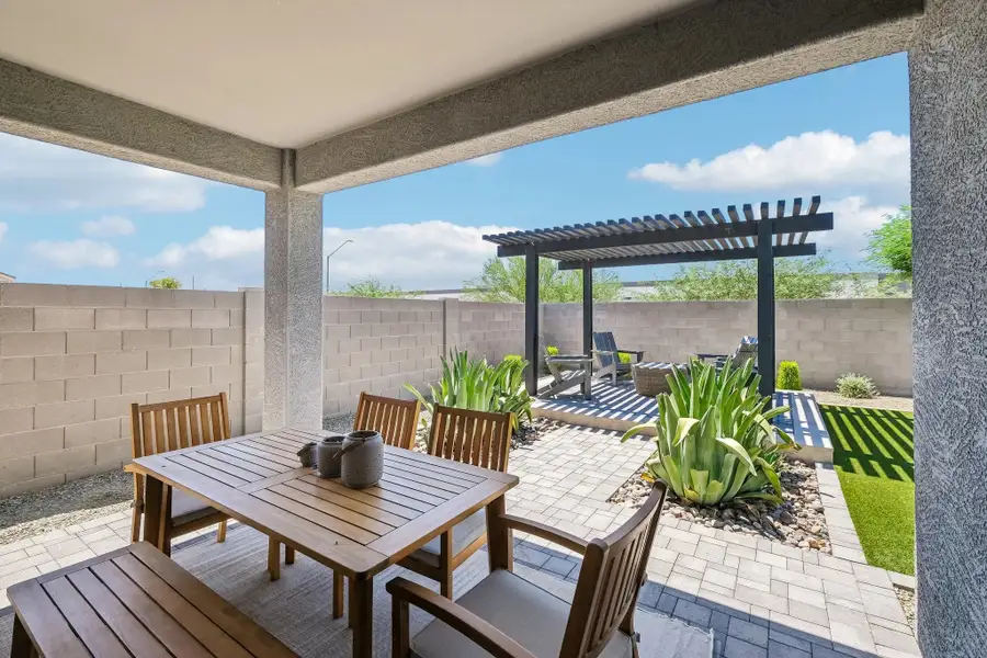 Covered patio to backyard Covered patio to backyard