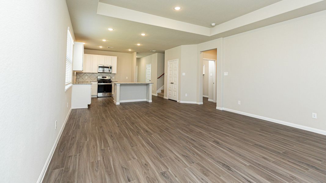 Family Room to Dining Area and Kitchen