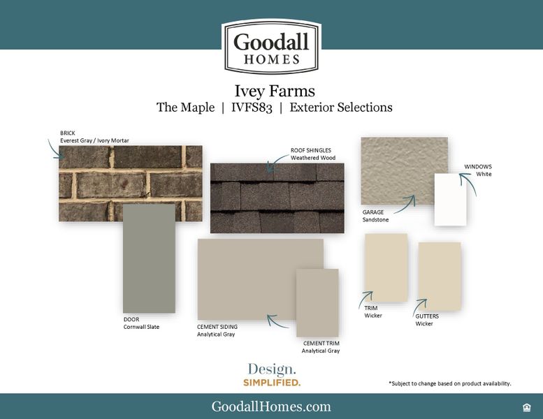 Sample of building materials used in homes in Ivey Farms - The Vintage Collection, Farragut (Image 40).