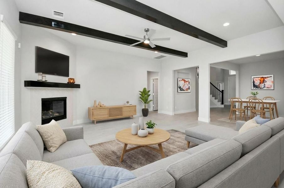 Virtually Staged - Living Room. Sample photo of completed home with similar floor plan. Actual colors and selections may vary. Virtually Staged - Living Room. Sample photo of completed home with similar floor plan. Actual colors and selections may vary.