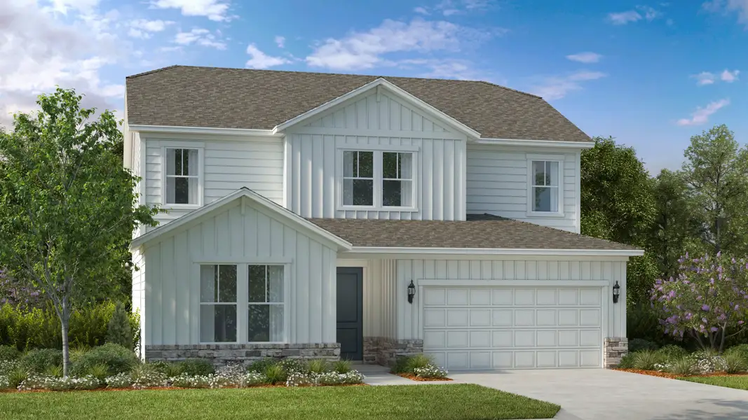 Front exterior of a new home in The Coves on Lake Wylie, Charlotte, NC, highlighting curb appeal (Image 1). Front exterior of a new home in The Coves on Lake Wylie, Charlotte, NC, highlighting curb appeal (Image 1).