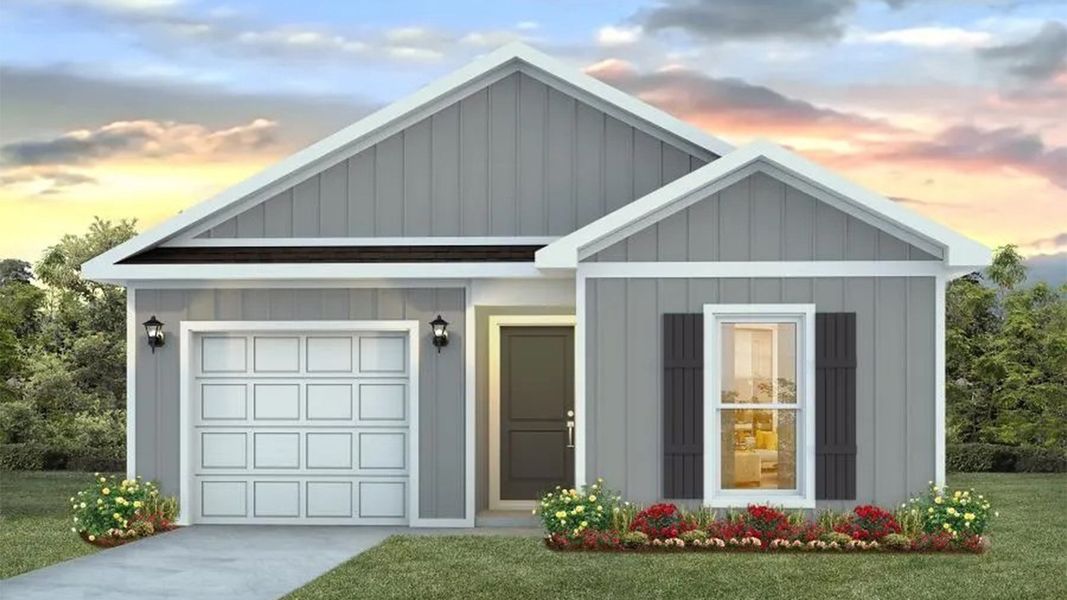 Representative exterior photo of a completed home built from the Plan by D.R. Horton in Liberty, Panama City, FL (Image 1). Representative exterior photo of a completed home built from the Plan by D.R. Horton in Liberty, Panama City, FL (Image 1).