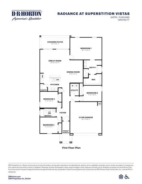 2D floor plan layout of this home in Radiance at Superstition Vistas, Apache Junction, AZ (Image 2).
