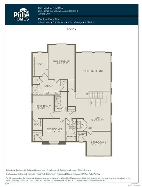 2D floor plan layout of this home in Harvest Crossing, Aurora, CO (Image 4).