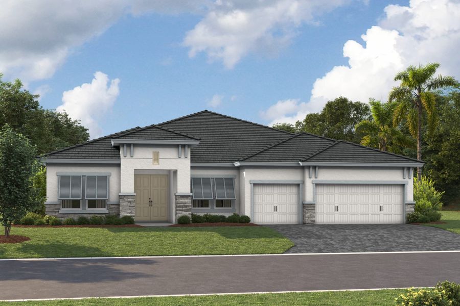 Representative exterior photo of a completed home built from the Cedar Key I by Homes by WestBay in Oakfield, Parrish, FL (Image 4).