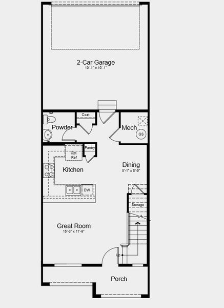 2D floor plan layout for the Discovery by Taylor Morrison in Parterre Townhomes - The Westerly Collection, Thornton, CO (Image 4).