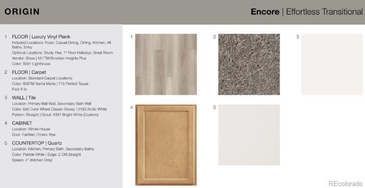 1216 Prospect Aly design selections. Home is currently under construction and selections are subject to change.